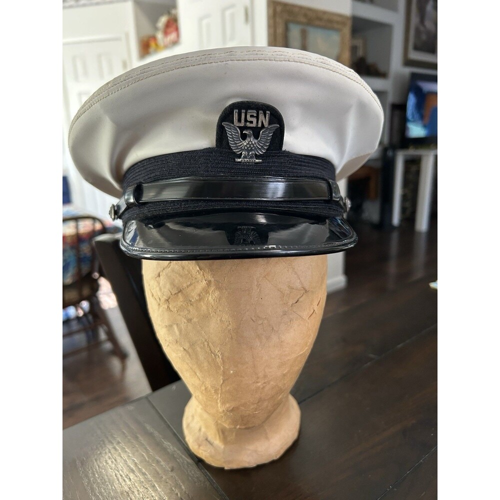 Vintage US Navy USN Formal Dress Uniform Visor Service Cap USA Old Small Size
